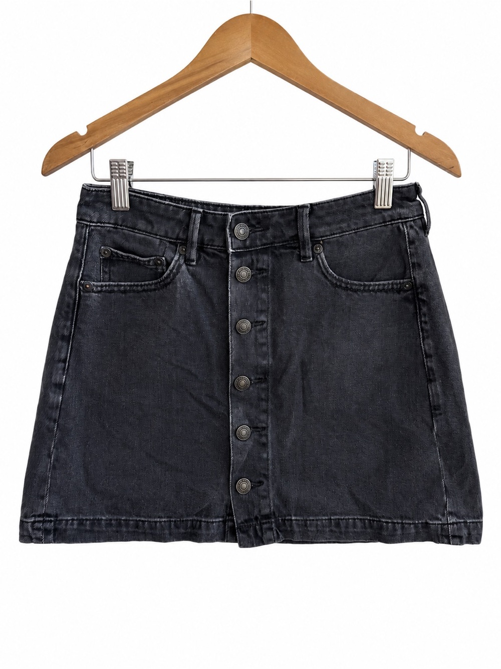 American Eagle Size 4 Black Button-Front Mini Skirt Dark Academia Grunge Y2K